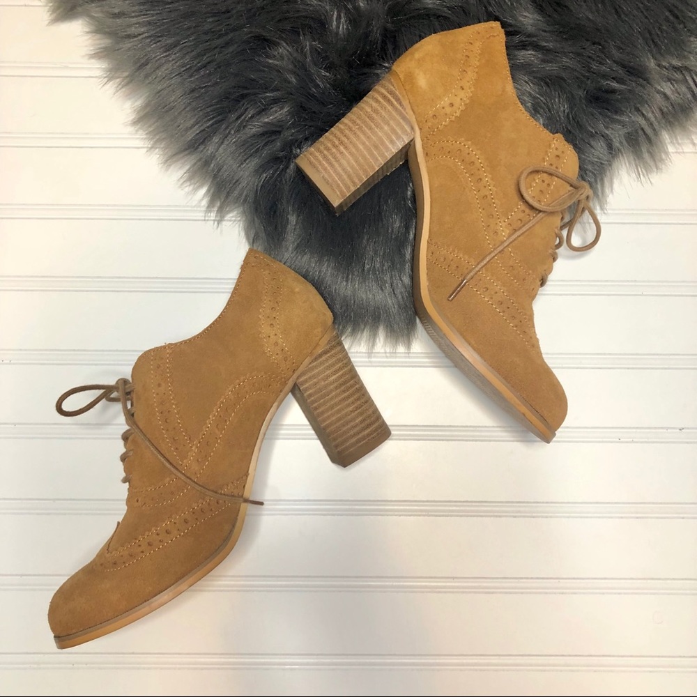 STEVE MADDEN Cognac Tan Suede Oxford Omyra Bootie - Picture 6 of 8